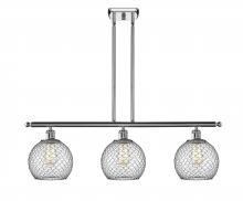  516-3I-PC-G122-8CBK-LED - Farmhouse Chicken Wire - 3 Light - 36 inch - Polished Chrome - Cord hung - Island Light