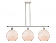  516-3I-PN-G121-10CSN-LED - Farmhouse Chicken Wire - 3 Light - 37 inch - Polished Nickel - Cord hung - Island Light