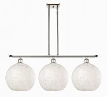  516-3I-PN-G1216-12WM - White Mouchette - 3 Light - 39 inch - Polished Nickel - Stem Hung - Island Light