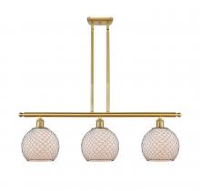  516-3I-SG-G121-8CBK-LED - Farmhouse Chicken Wire - 3 Light - 36 inch - Satin Gold - Cord hung - Island Light