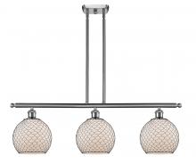  516-3I-SN-G121-8CBK-LED - Farmhouse Chicken Wire - 3 Light - 36 inch - Brushed Satin Nickel - Cord hung - Island Light