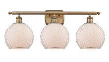  516-3W-BB-G121-8CSN-LED - Farmhouse Chicken Wire - 3 Light - 28 inch - Brushed Brass - Bath Vanity Light