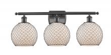  516-3W-OB-G121-8CBK-LED - Farmhouse Chicken Wire - 3 Light - 28 inch - Oil Rubbed Bronze - Bath Vanity Light