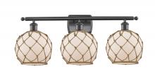  516-3W-OB-G121-8RB-LED - Farmhouse Rope - 3 Light - 28 inch - Oil Rubbed Bronze - Bath Vanity Light