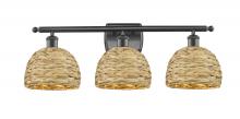  516-3W-OB-RBD-8-NAT - Woven Rattan - 3 Light - 28 inch - Oil Rubbed Bronze - Bath Vanity Light