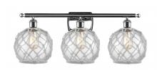  516-3W-PC-G122-8RW-LED - Farmhouse Rope - 3 Light - 28 inch - Polished Chrome - Bath Vanity Light