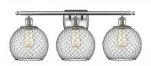  516-3W-SN-G122-8CBK - Farmhouse Chicken Wire - 3 Light - 28 inch - Brushed Satin Nickel - Bath Vanity Light