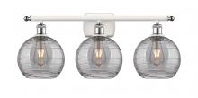  516-3W-WPC-G1213-8SM - Athens Deco Swirl - 3 Light - 28 inch - White Polished Chrome - Bath Vanity Light