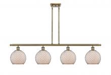  516-4I-AB-G121-8CBK-LED - Farmhouse Chicken Wire - 4 Light - 48 inch - Antique Brass - Cord hung - Island Light