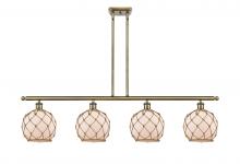  516-4I-AB-G121-8RB-LED - Farmhouse Rope - 4 Light - 48 inch - Antique Brass - Cord hung - Island Light