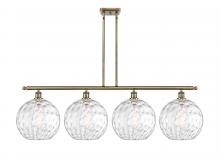  516-4I-AB-G1215-12 - Athens Water Glass - 4 Light - 50 inch - Antique Brass - Stem Hung - Island Light