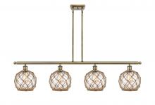  516-4I-AB-G122-8RB-LED - Farmhouse Rope - 4 Light - 48 inch - Antique Brass - Cord hung - Island Light