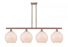  516-4I-AC-G121-10CSN-LED - Farmhouse Chicken Wire - 4 Light - 48 inch - Antique Copper - Cord hung - Island Light