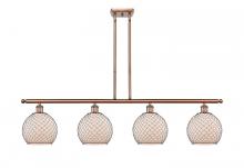  516-4I-AC-G121-8CBK-LED - Farmhouse Chicken Wire - 4 Light - 48 inch - Antique Copper - Cord hung - Island Light