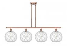  516-4I-AC-G122-10RW-LED - Farmhouse Rope - 4 Light - 48 inch - Antique Copper - Cord hung - Island Light