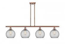  516-4I-AC-G122-8CBK - Farmhouse Chicken Wire - 4 Light - 48 inch - Antique Copper - Cord hung - Island Light