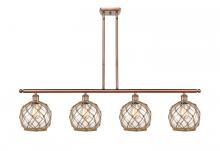  516-4I-AC-G122-8RB-LED - Farmhouse Rope - 4 Light - 48 inch - Antique Copper - Cord hung - Island Light