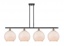  516-4I-BAB-G121-10CSN-LED - Farmhouse Chicken Wire - 4 Light - 48 inch - Black Antique Brass - Cord hung - Island Light