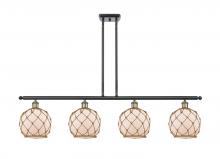  516-4I-BAB-G121-8RB-LED - Farmhouse Rope - 4 Light - 48 inch - Black Antique Brass - Cord hung - Island Light