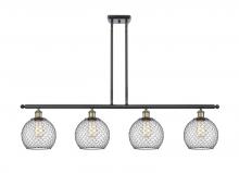  516-4I-BAB-G122-8CBK - Farmhouse Chicken Wire - 4 Light - 48 inch - Black Antique Brass - Cord hung - Island Light