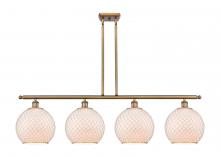  516-4I-BB-G121-10CSN-LED - Farmhouse Chicken Wire - 4 Light - 48 inch - Brushed Brass - Cord hung - Island Light