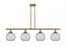  516-4I-BB-G122-8CBK - Farmhouse Chicken Wire - 4 Light - 48 inch - Brushed Brass - Cord hung - Island Light