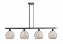  516-4I-OB-G121-8CBK-LED - Farmhouse Chicken Wire - 4 Light - 48 inch - Oil Rubbed Bronze - Cord hung - Island Light