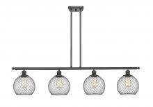  516-4I-OB-G122-8CBK - Farmhouse Chicken Wire - 4 Light - 48 inch - Oil Rubbed Bronze - Cord hung - Island Light