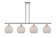  516-4I-PN-G121-8CBK-LED - Farmhouse Chicken Wire - 4 Light - 48 inch - Polished Nickel - Cord hung - Island Light