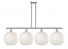  516-4I-PN-G1216-12WM - White Mouchette - 4 Light - 50 inch - Polished Nickel - Stem Hung - Island Light