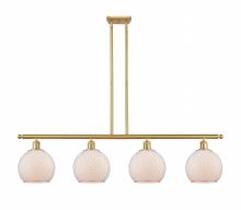  516-4I-SG-G121-8CSN-LED - Farmhouse Chicken Wire - 4 Light - 48 inch - Satin Gold - Cord hung - Island Light