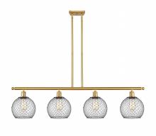  516-4I-SG-G122-8CBK-LED - Farmhouse Chicken Wire - 4 Light - 48 inch - Satin Gold - Cord hung - Island Light