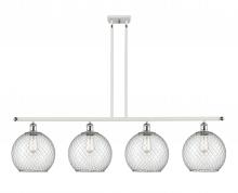  516-4I-WPC-G122-10CSN-LED - Farmhouse Chicken Wire - 4 Light - 48 inch - White Polished Chrome - Cord hung - Island Light