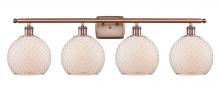  516-4W-AC-G121-8CSN-LED - Farmhouse Chicken Wire - 4 Light - 38 inch - Antique Copper - Bath Vanity Light