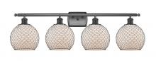  516-4W-BK-G121-8CBK-LED - Farmhouse Chicken Wire - 4 Light - 38 inch - Matte Black - Bath Vanity Light