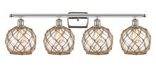  516-4W-PN-G122-8RB-LED - Farmhouse Rope - 4 Light - 38 inch - Polished Nickel - Bath Vanity Light