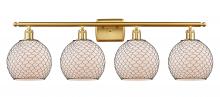  516-4W-SG-G121-8CBK-LED - Farmhouse Chicken Wire - 4 Light - 38 inch - Satin Gold - Bath Vanity Light