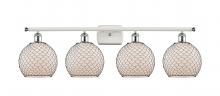  516-4W-WPC-G121-8CBK-LED - Farmhouse Chicken Wire - 4 Light - 38 inch - White Polished Chrome - Bath Vanity Light