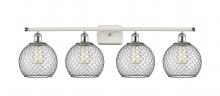  516-4W-WPC-G122-8CBK - Farmhouse Chicken Wire - 4 Light - 38 inch - White Polished Chrome - Bath Vanity Light