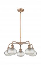  516-5CR-AC-G555-6CL - Ithaca - 5 Light - 24 inch - Antique Copper - Chandelier