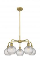  516-5CR-BB-G122C-6CL - Athens - 5 Light - 24 inch - Brushed Brass - Chandelier