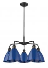  516-5CR-BK-MBD-75-BL - Plymouth - 5 Light - 26 inch - Matte Black - Chandelier