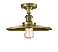  517-1CH-AB-MFR-AB-12 - Railroad - 1 Light - 12 inch - Antique Brass - Semi-Flush Mount