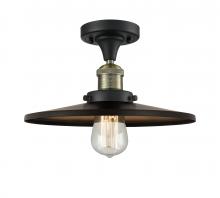  517-1CH-BAB-MFR-BK-12 - Railroad - 1 Light - 12 inch - Black Antique Brass - Semi-Flush Mount