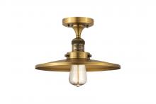  517-1CH-BB-MFR-BB-12-LED - Railroad - 1 Light - 12 inch - Brushed Brass - Semi-Flush Mount