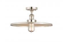  517-1CH-PN-MFR-PN-16 - Railroad - 1 Light - 16 inch - Polished Nickel - Semi-Flush Mount