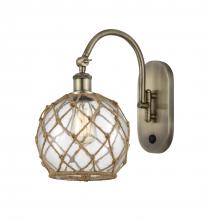  518-1W-AB-G122-8RB-LED - Farmhouse Rope - 1 Light - 8 inch - Antique Brass - Sconce