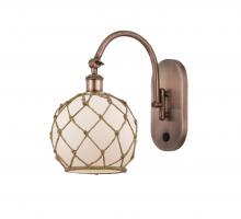  518-1W-AC-G121-8RB-LED - Farmhouse Rope - 1 Light - 8 inch - Antique Copper - Sconce