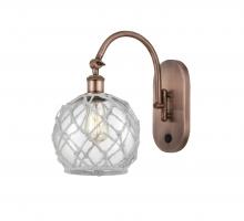  518-1W-AC-G122-8RW-LED - Farmhouse Rope - 1 Light - 8 inch - Antique Copper - Sconce