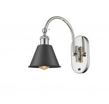 Innovations Lighting 518-1W-PN-M8-BK-LED - Smithfield - 1 Light - 7 inch - Polished Nickel - Sconce